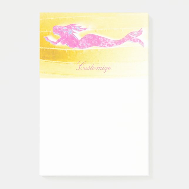 Notas Post-it® natación subacuática sirena rosa (Anverso)