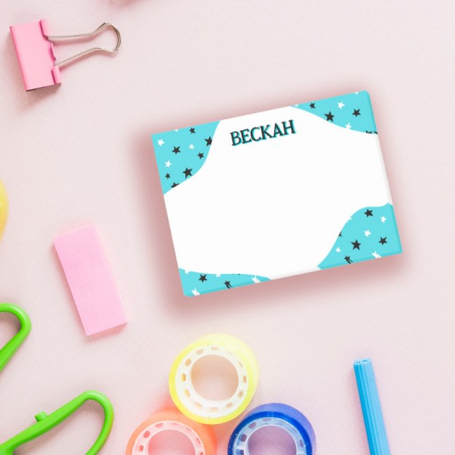 Notas Post-it® Náuseas turquesas negras Guay Stars Añadir nombre (Subido por el creador)
