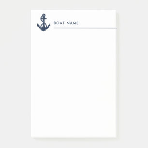 Notas Post-it® Nautical Bote Name Anchor Boating Personalizado