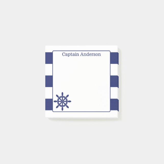 Notas Post-it® Nautical Captain's Wheel Add Name 3x3 (Anverso)