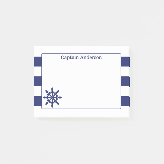 Notas Post-it® Nautical Captain's Wheel Add Name 4 x 3 (Anverso)