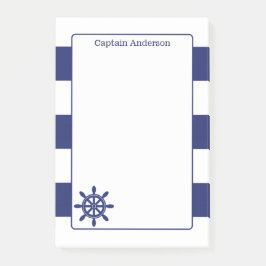 Notas Post-it® Nautical Captain's Wheel Add Name 4x6