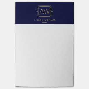 Notas Post-it® Navía elegante/Oro de estilo Art Deco Vintage prof