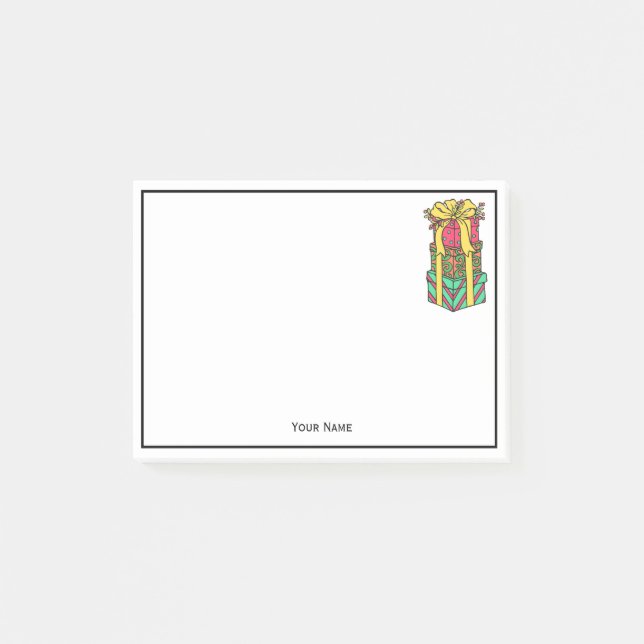 Notas Post-it® Navidad apilada y envuelta presenta navidades (Anverso)