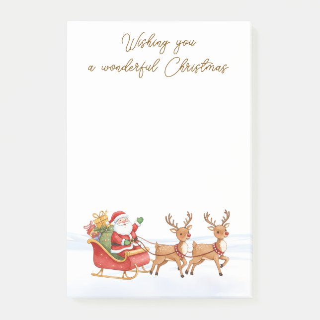 Notas Post-it® Navidad de renos de Santa (Anverso)