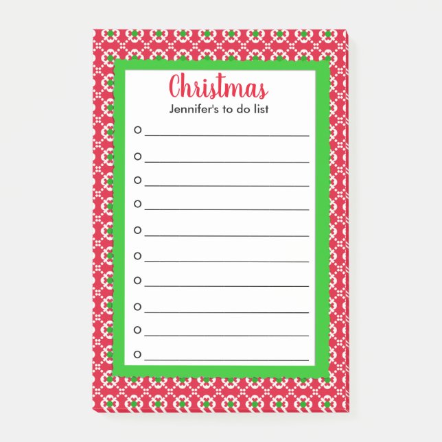 Notas Post-it® Navidad personalizado moderno que hace compras (Anverso)