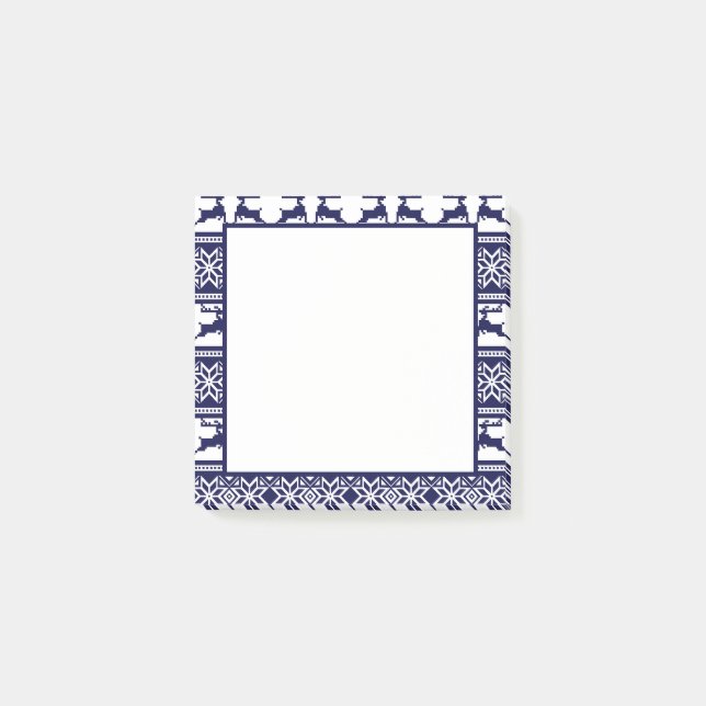 Notas Post-it® Navidades, azul y blanco escandinavo (Anverso)