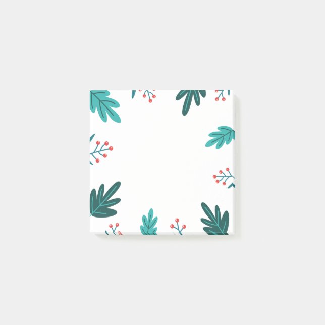 Notas Post-it® Navidades Berries y hojas (Anverso)