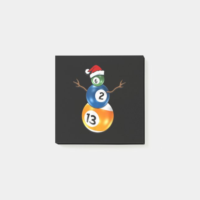 Notas Post-it® Navidades Billar Snowman con bolas de billar (Anverso)