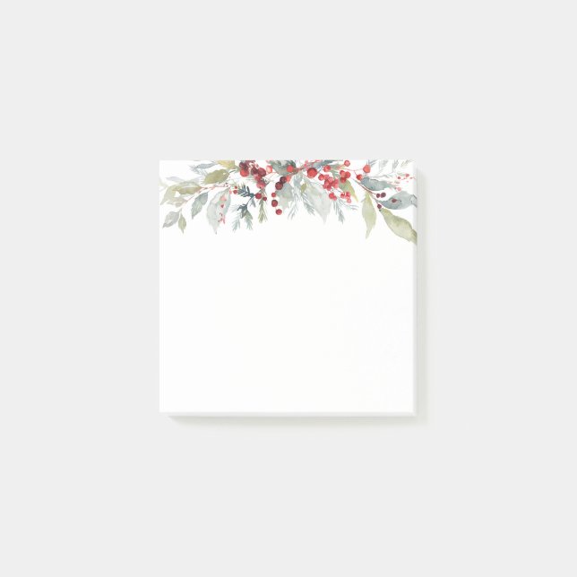 Notas Post-it® Navidades Bodas del Winter Berries Greenery Foliag (Anverso)