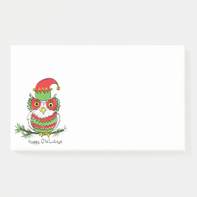 Notas Post-it® Navidades búhos adoran divertida festividad (Anverso)