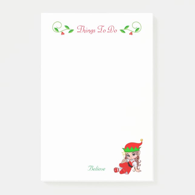Notas Post-it® Navidades Cutos Hagan Cosas De Elfo Para Hacer Not (Anverso)