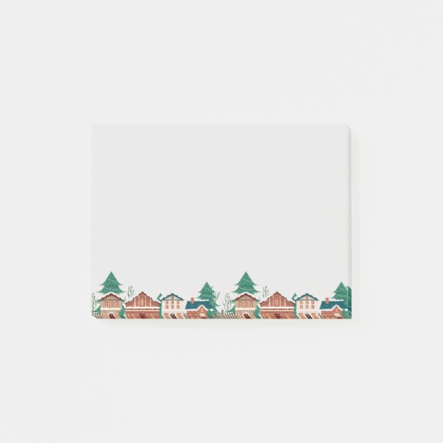 Notas Post-it® Navidades de acuarela Casas Locales (Anverso)