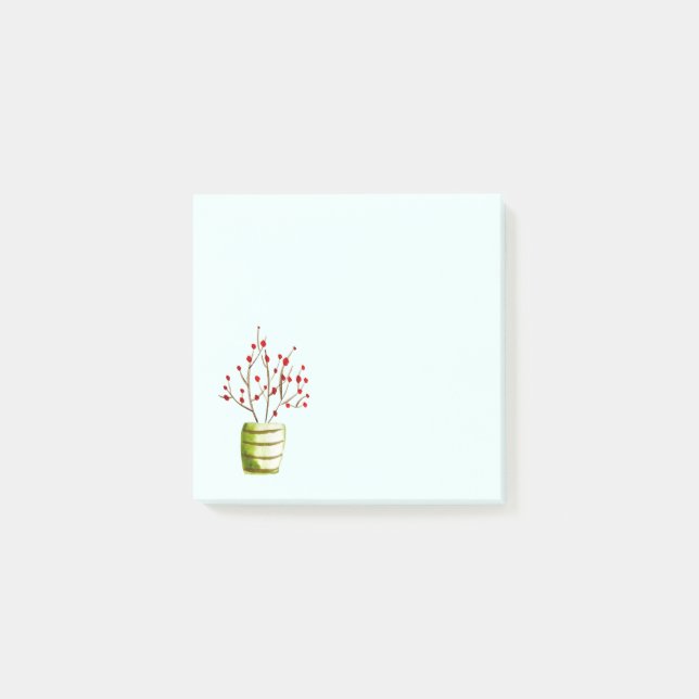 Notas Post-it® Navidades de acuarela de las Berries Rojas (Anverso)