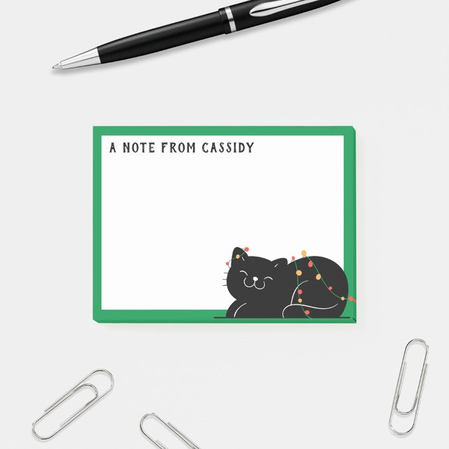 Notas Post-it® Navidades de gato negro personalizados (Subido por el creador)
