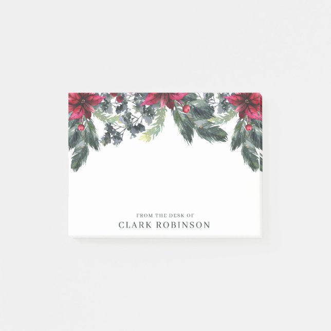 Notas Post-it® Navidades de Poinsettia Roja de Green Spruce (Anverso)