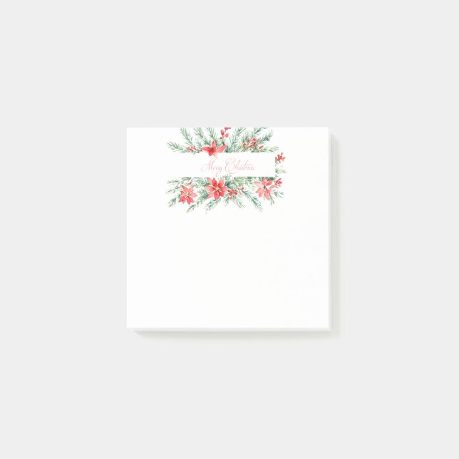 Notas Post-it® Navidades de poinsettia y vegetación acuática (Anverso)