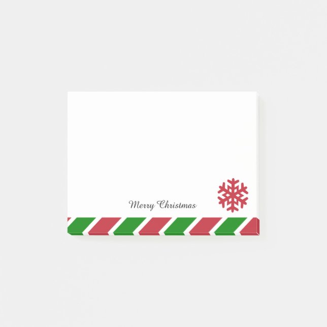 Notas Post-it® Navidades de rayas rojas y verdes (Anverso)
