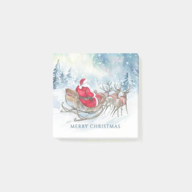 Notas Post-it® Navidades de Sleigh Reindeers de Miles Santa (Anverso)