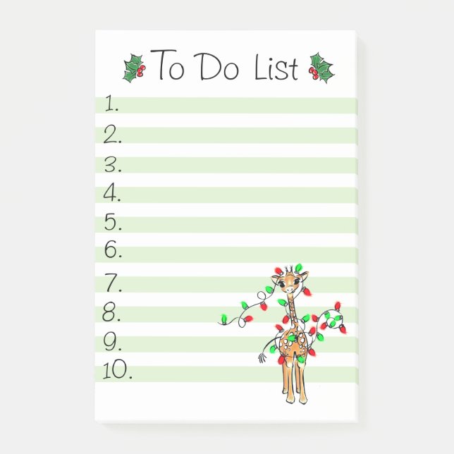 Notas Post-it® Navidades de vacaciones Giraffe Para hacer la list (Anverso)