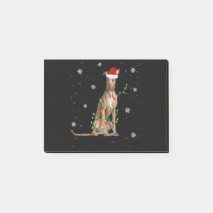 Notas Post-it® Navidades de Whippet Light Cute Santa Whippet Xmas