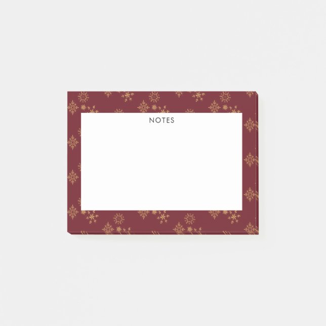 Notas Post-it® Navidades decorativos de copos de nieve dorados (Anverso)