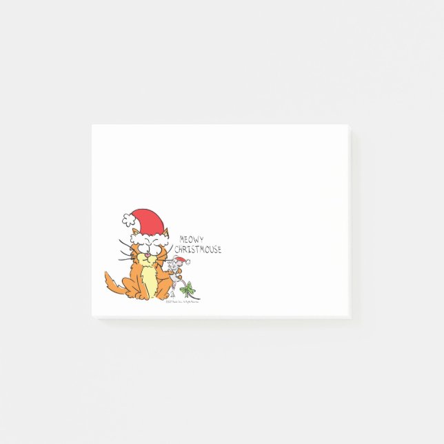 Notas Post-it® Navidades del ratón del gato Divertido Personaliza (Anverso)