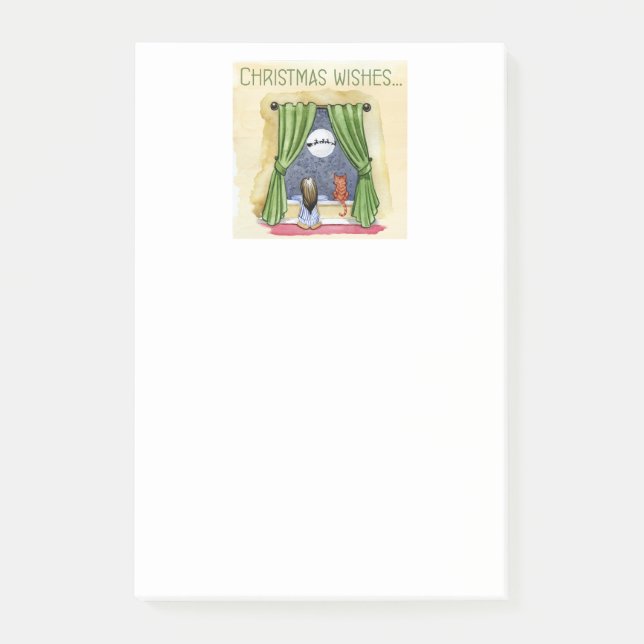 Notas Post-it® Navidades desean navidades infantiles y gatos gato (Anverso)