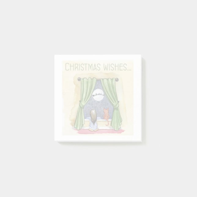 Notas Post-it® Navidades desean navidades infantiles y gatos gato (Anverso)