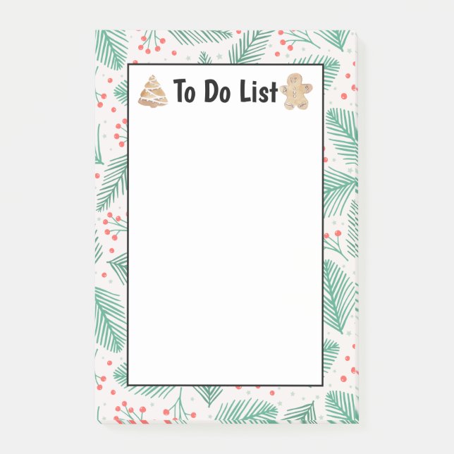 Notas Post-it® Navidades dibujados a mano Pine Brands Green To Do (Anverso)