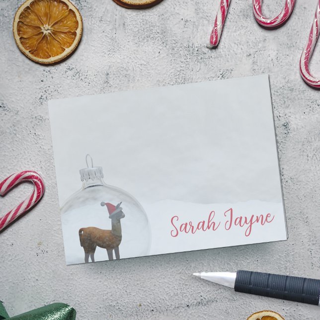 Notas Post-it® Navidades divertidos de la nieve de Llama de Invie (Fun and festive post it notes with space for your name)