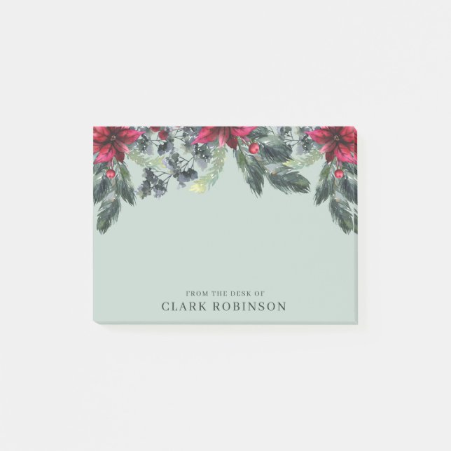 Notas Post-it® Navidades elegantes de Poinsettia Roja (Anverso)