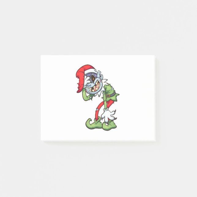 Notas Post-it® navidades elfo zombie con sonrisa malvada (Anverso)