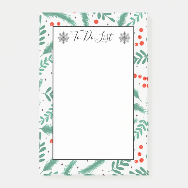 Notas Post-it® Navidades Evergreen Boughs Holly Berry para hacer  (Anverso)