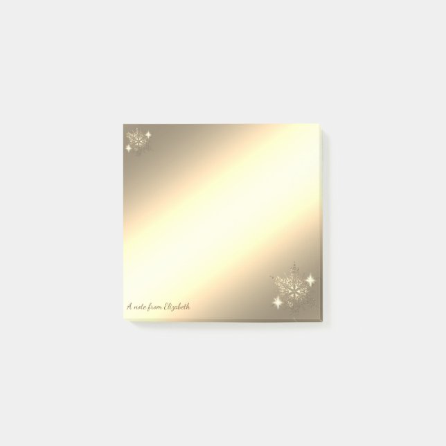 Notas Post-it® Navidades, Faux Gold Snowflakes Personalizado (Anverso)