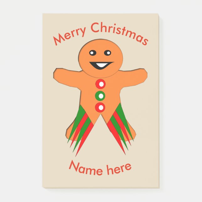 Notas Post-it® Navidades Fiesta Gingerbread Man Post anota Pad (Anverso)