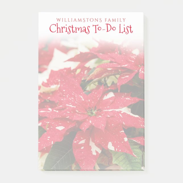 Notas Post-it® Navidades florales rojas y rojas festivos Poinsett (Anverso)