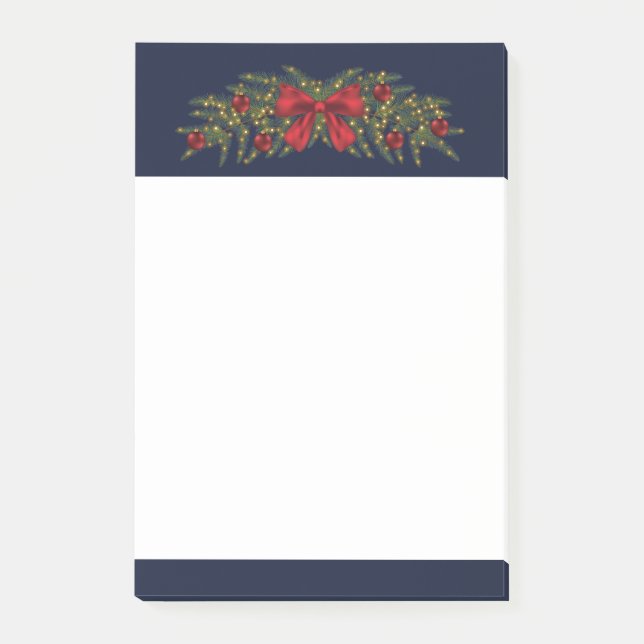Notas Post-it® Navidades Garland Con Bow Rojo Y Balbuceos (Anverso)