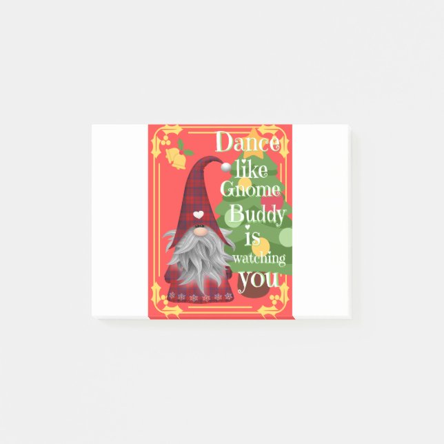 Notas Post-it® Navidades Gnome Buddy Dancing Funny Novedad Diseño (Anverso)