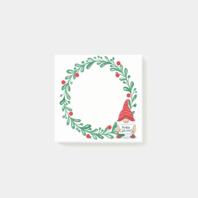 Notas Post-it® Navidades Gnome Y Wreath Post-It Notes (Anverso)