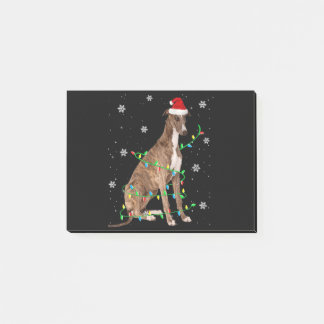 Notas Post-it® navidades grises iluminan lindo santa greyhound