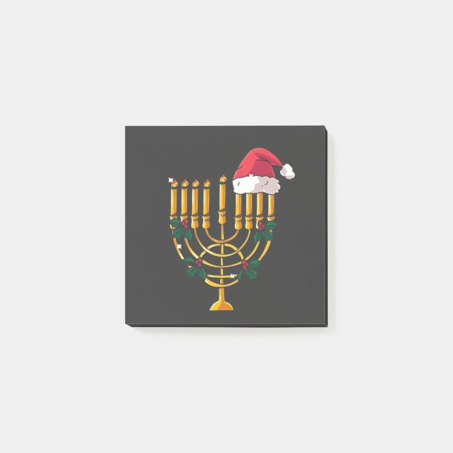 Notas Post-it® Navidades Hanukkah Jewish Santa Menorah (Anverso)