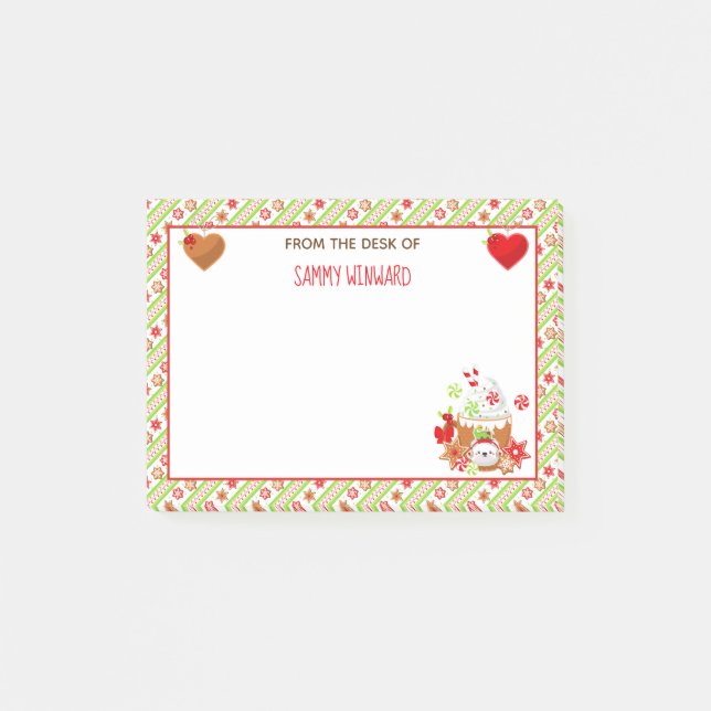 Notas Post-it® Navidades Holiday Cocoa y Cookies Green Post (Anverso)