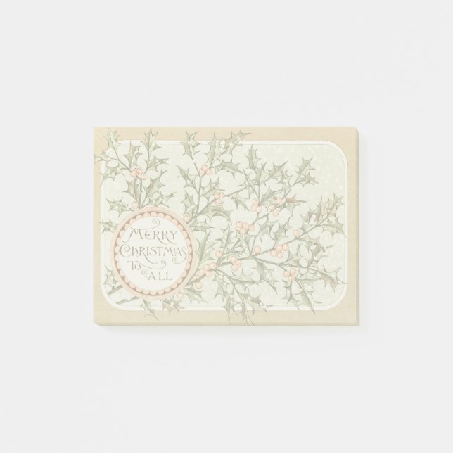 Notas Post-it® Navidades Holly Bonito saludo antiguo (Anverso)