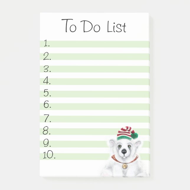 Notas Post-it® Navidades lindo oso polar cachorro, cachorro de os (Anverso)
