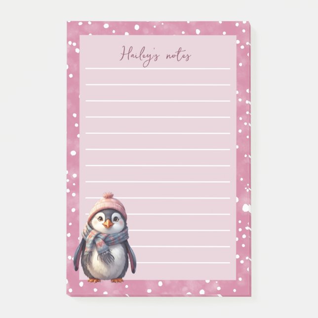 Notas Post-it® navidades lindos pingüino personalizado (Anverso)