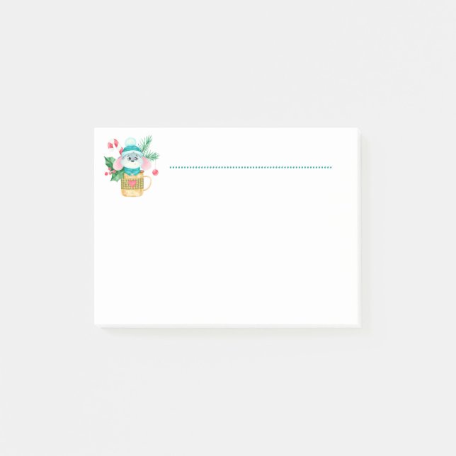 Notas Post-it® Navidades Natividad Acuarela Cute Ratón Mug (Anverso)