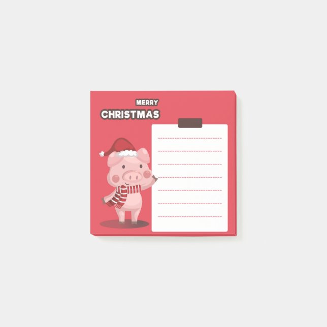 Notas Post-it® Navidades Pig Post-It Notes (Anverso)