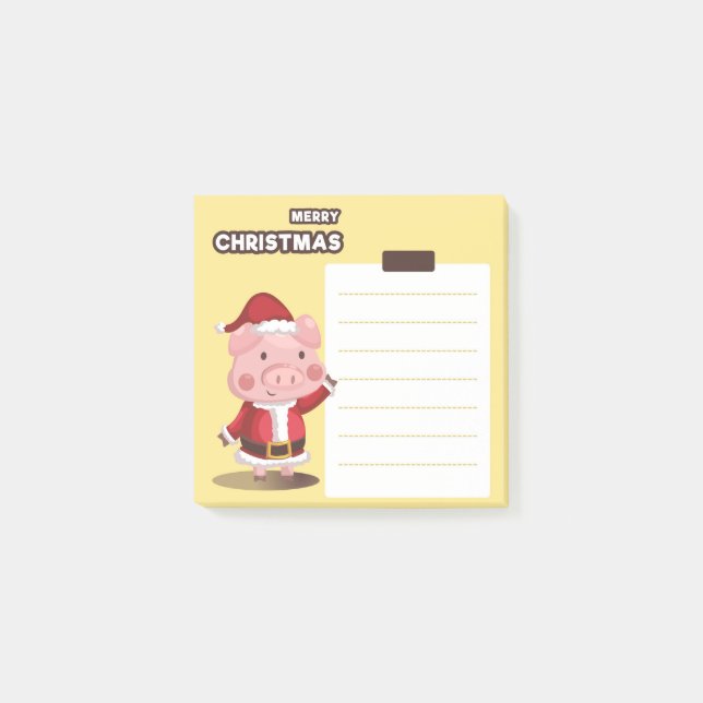 Notas Post-it® Navidades Pig Santa Post-It Notes (Anverso)