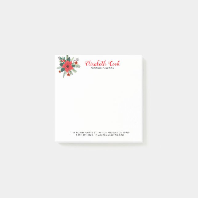 Notas Post-it® Navidades Poinsettia Bouquet Typografía moderna (Anverso)
